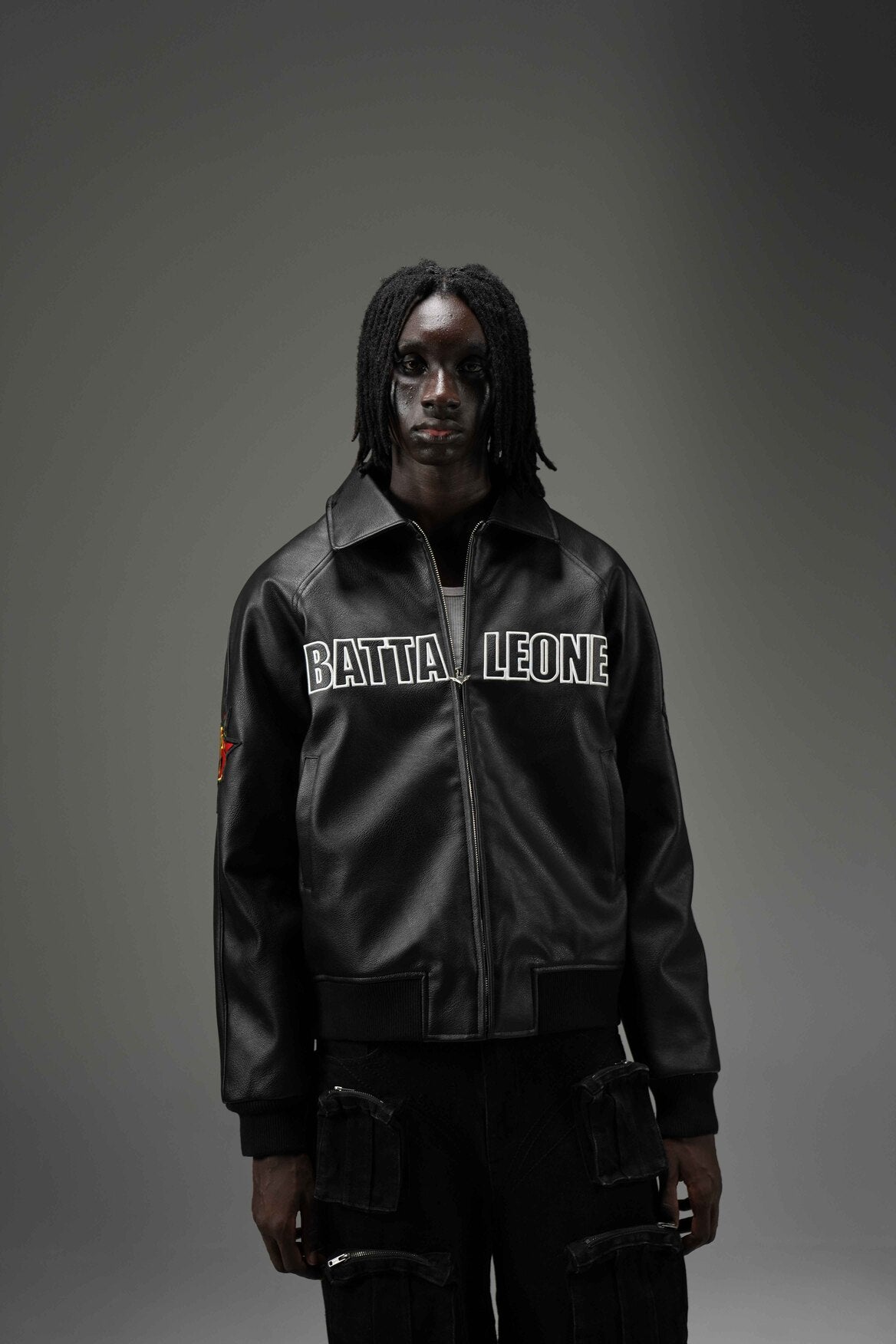 BLACK LEGOIN LEATHER BOMBER