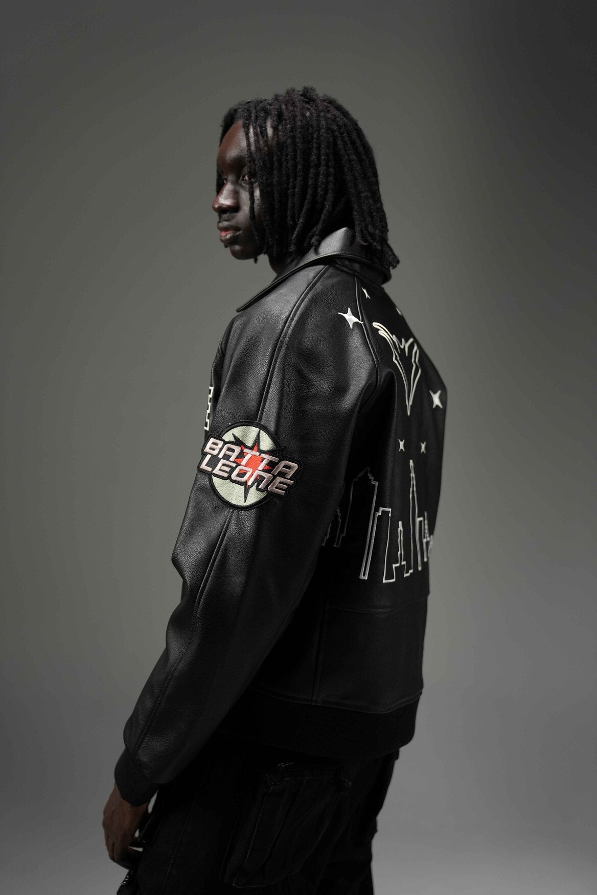 BLACK LEGOIN LEATHER BOMBER