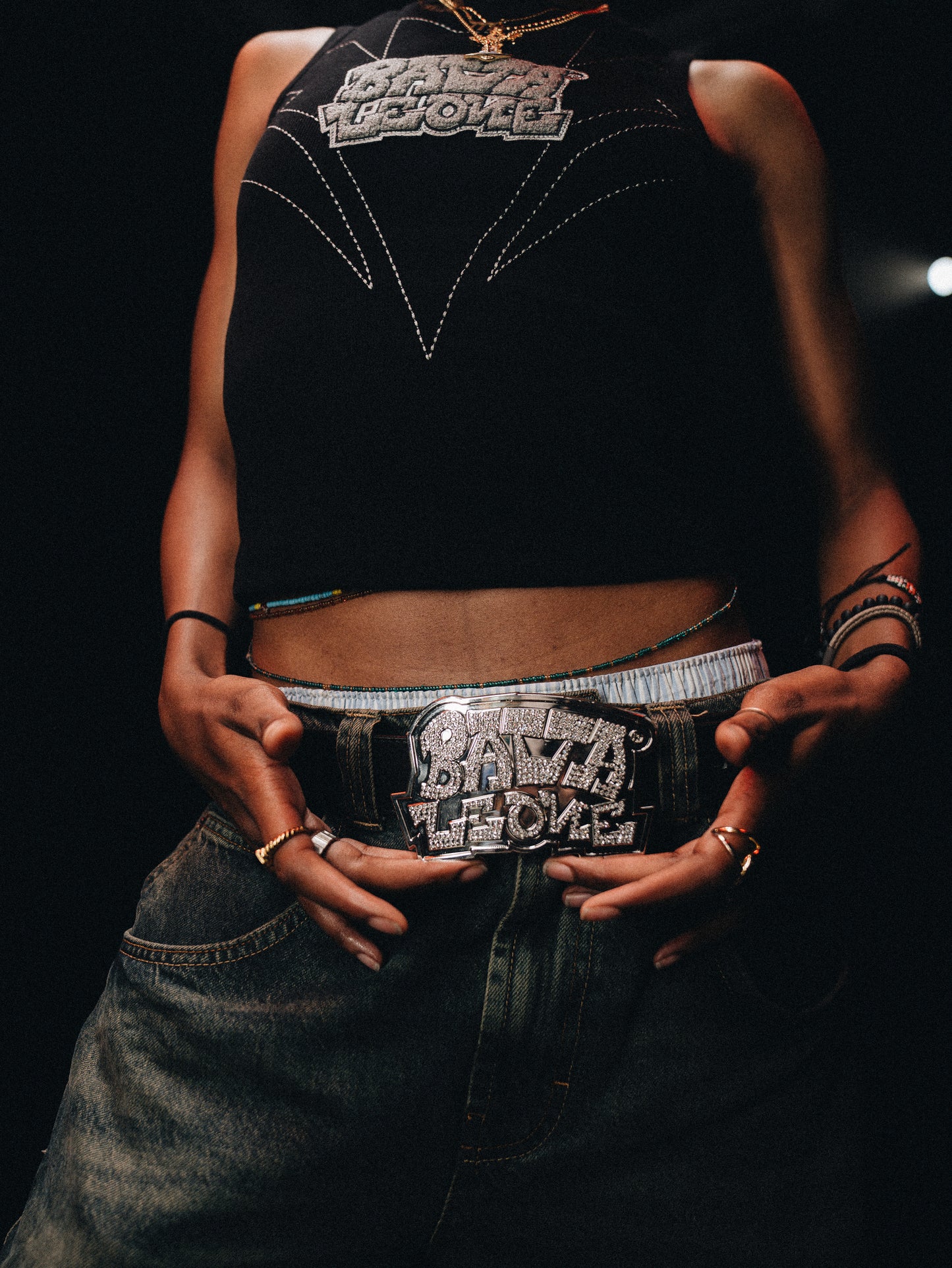 STARSCRIPT RHINESTONE BELT