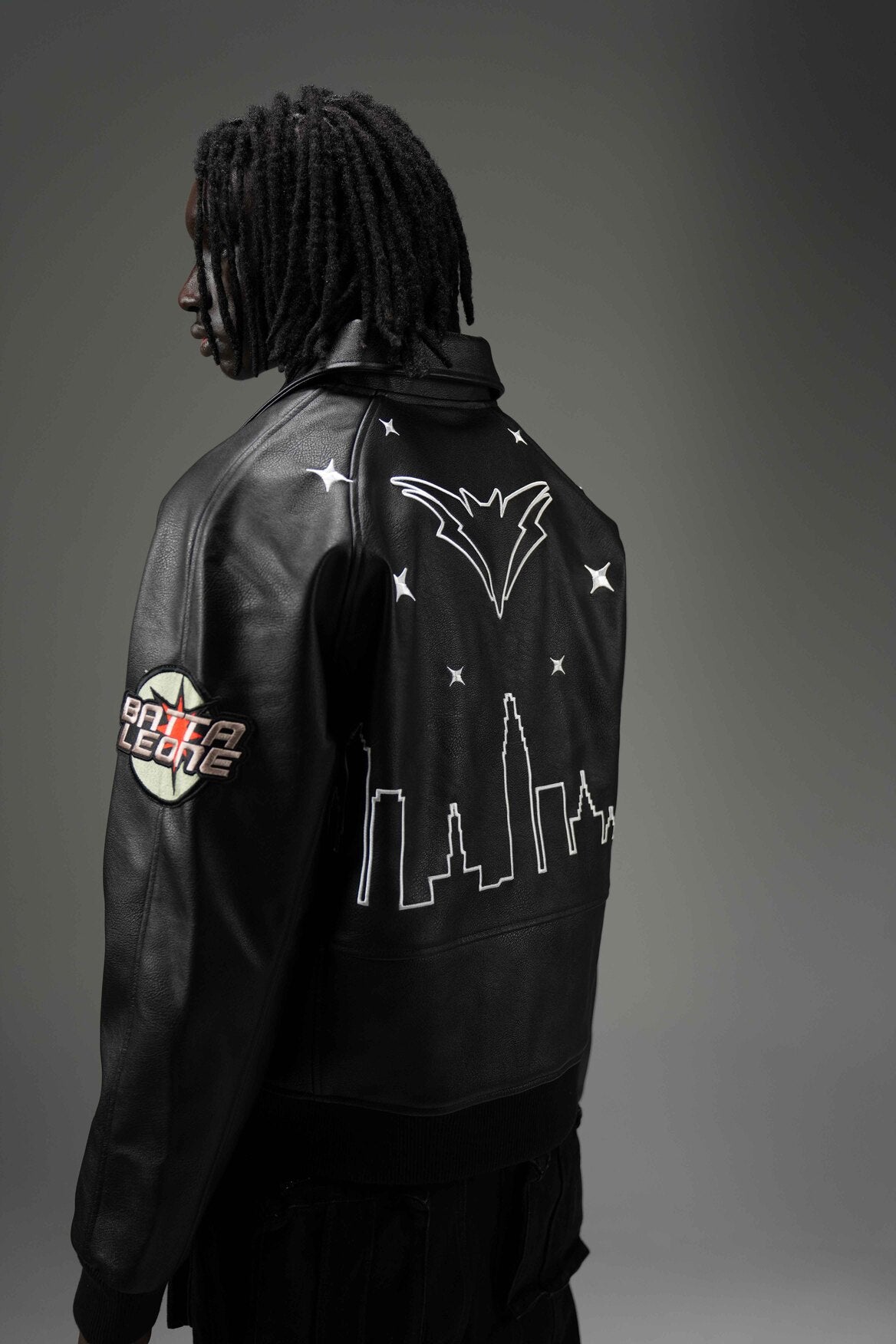 BLACK LEGOIN LEATHER BOMBER