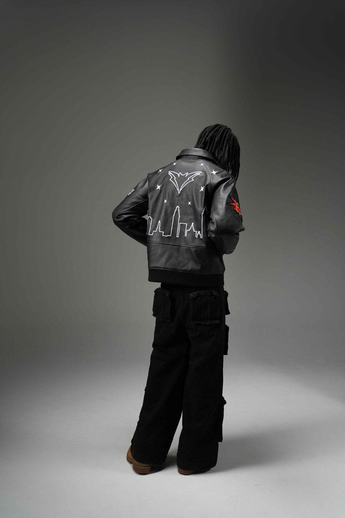 BLACK LEGOIN LEATHER BOMBER